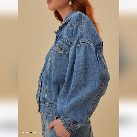 Farm Rio Denim Bomber Jacket sz Med - Picture 3 of 3